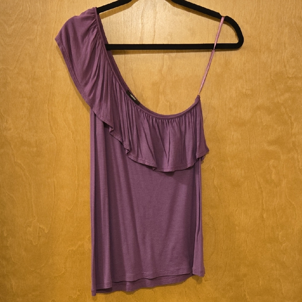 Women’s One-Shoulder Ruffle Tank Top - Purple